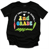 Happy First Day Of School 2nd Grade Shirt Black - Greatwood Boutique
