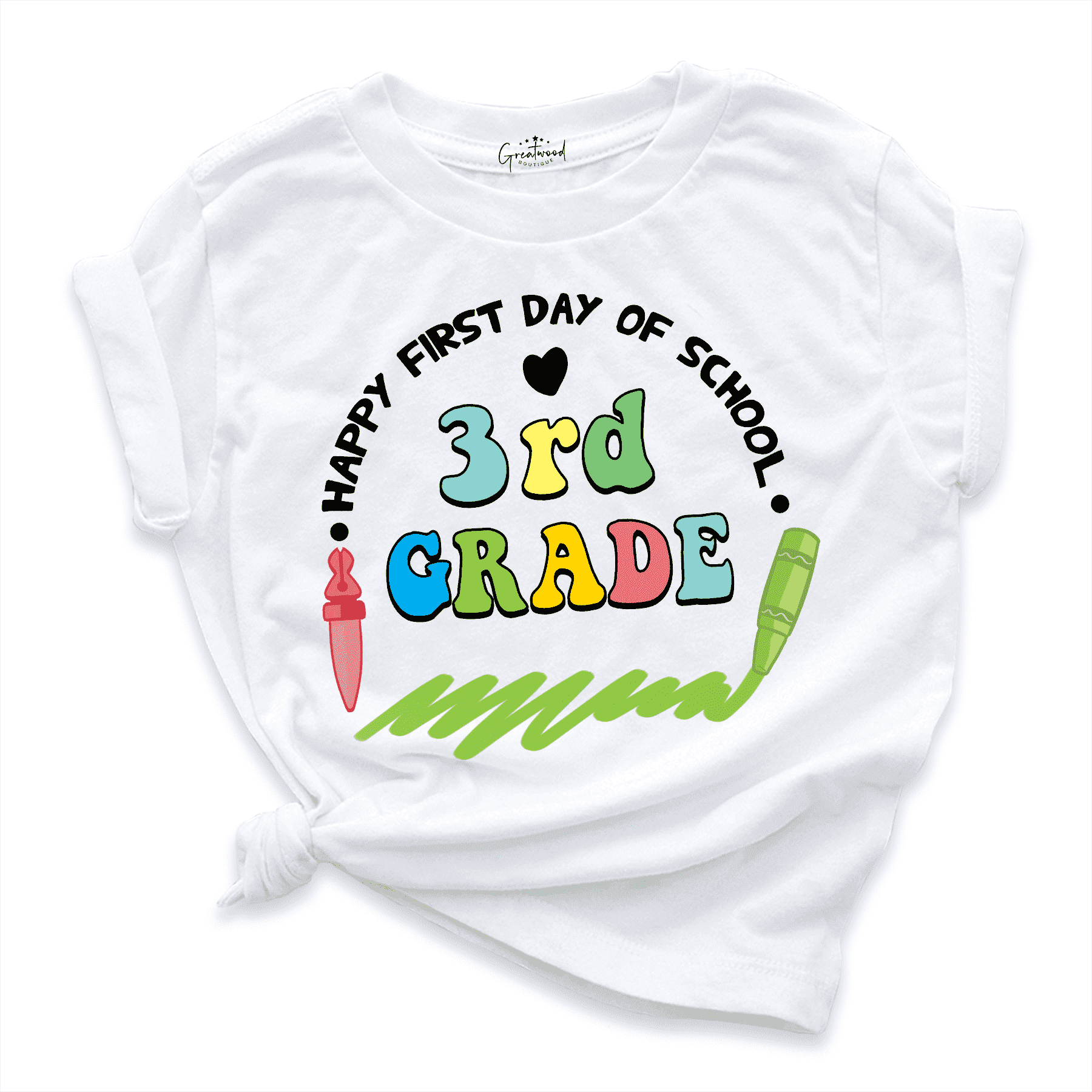 Happy First Day Of School 3rd Grade Shirt White - Greatwood Boutique