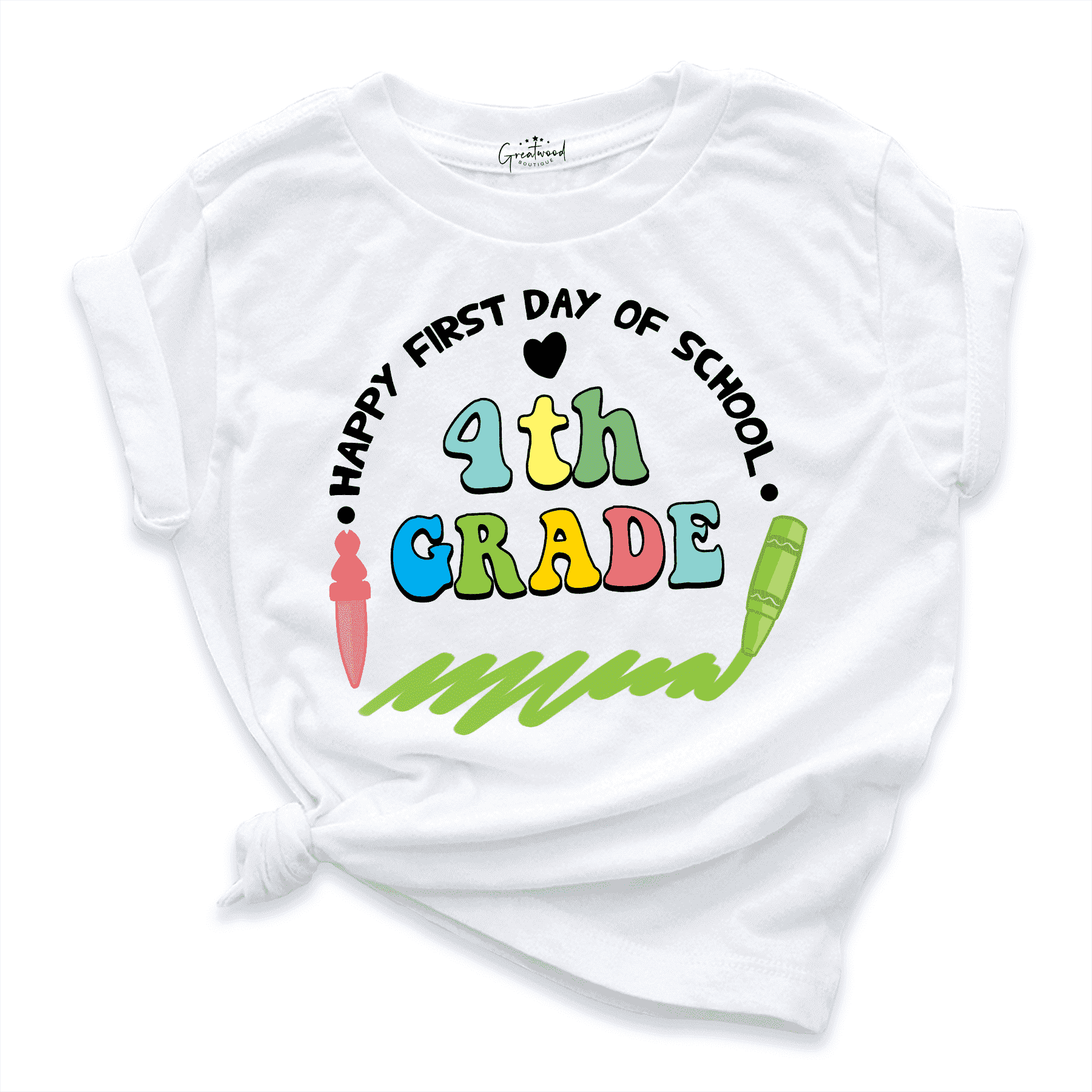 Happy First Day Of School 4th Grade Shirt White - Greatwood Boutique