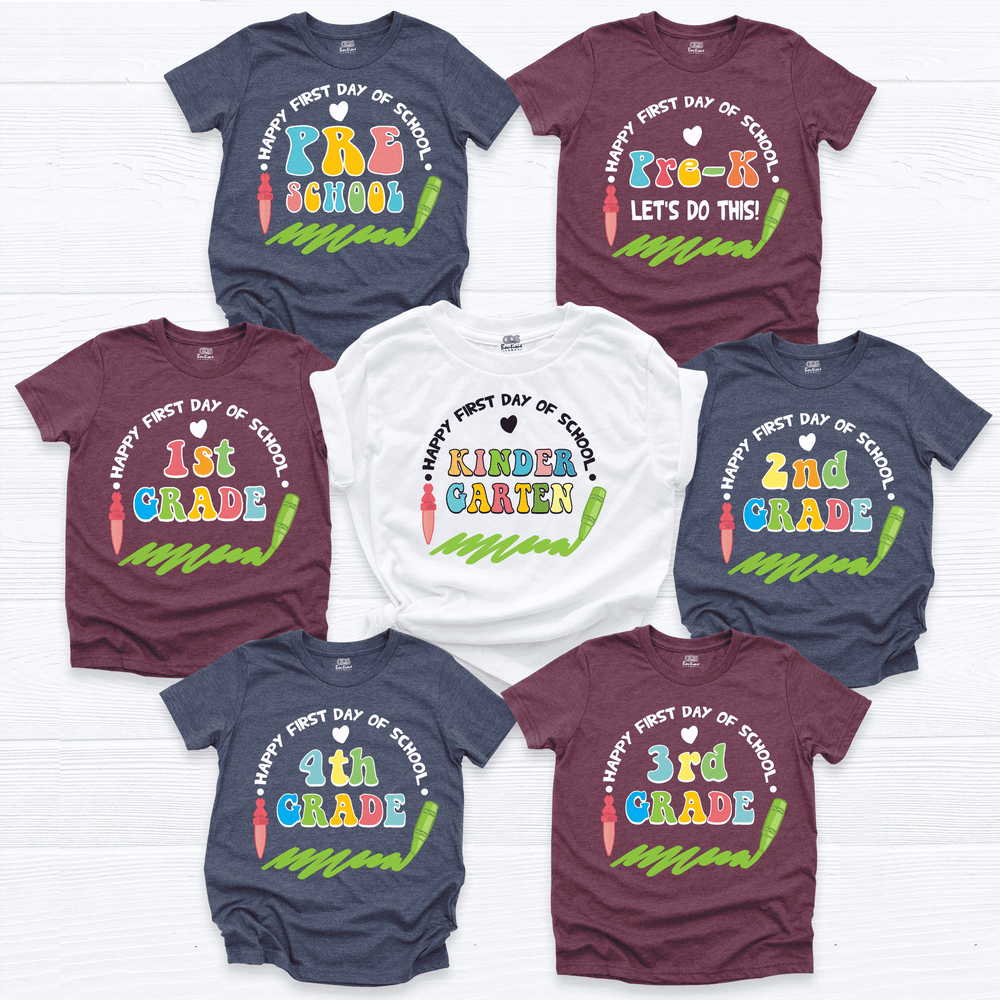 Happy First Day Of School Kinder Garten Shirt 1 - Greatwood Boutique