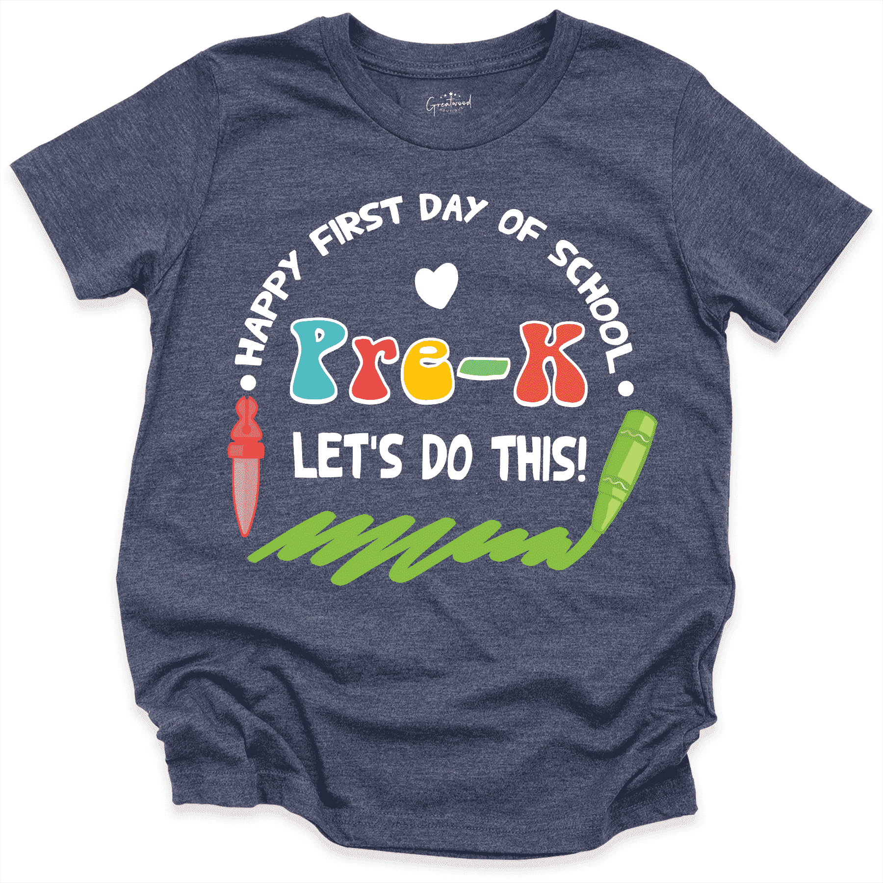 Happy First Day Of School Pre-K Let’s Do This Shirt Navy - Greatwood Boutique