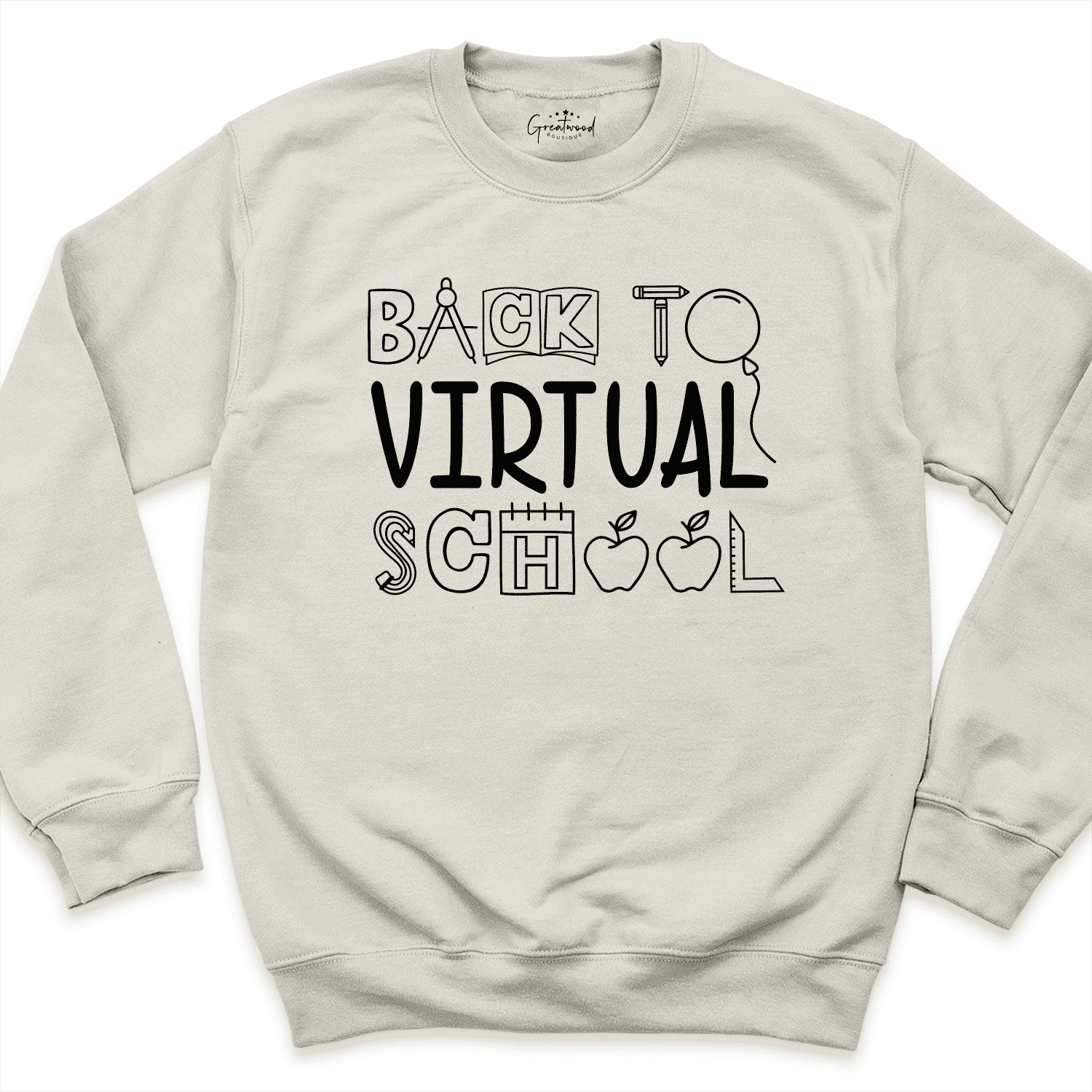 Back to Virtual Apple School Sweatshirt Sand - Greatwood Boutique