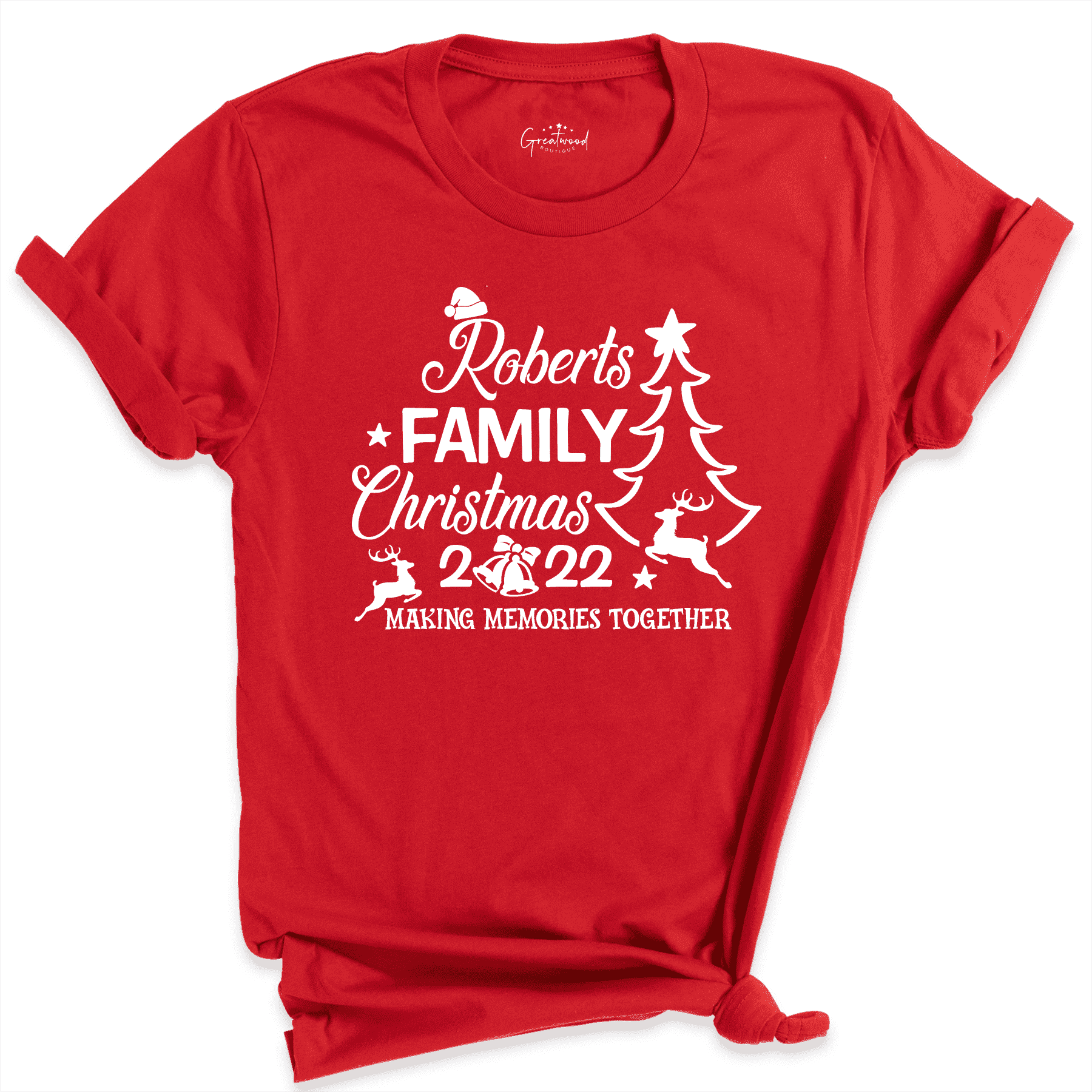 Christmas Family Name Custom Shirt Red - Greatwood Boutique