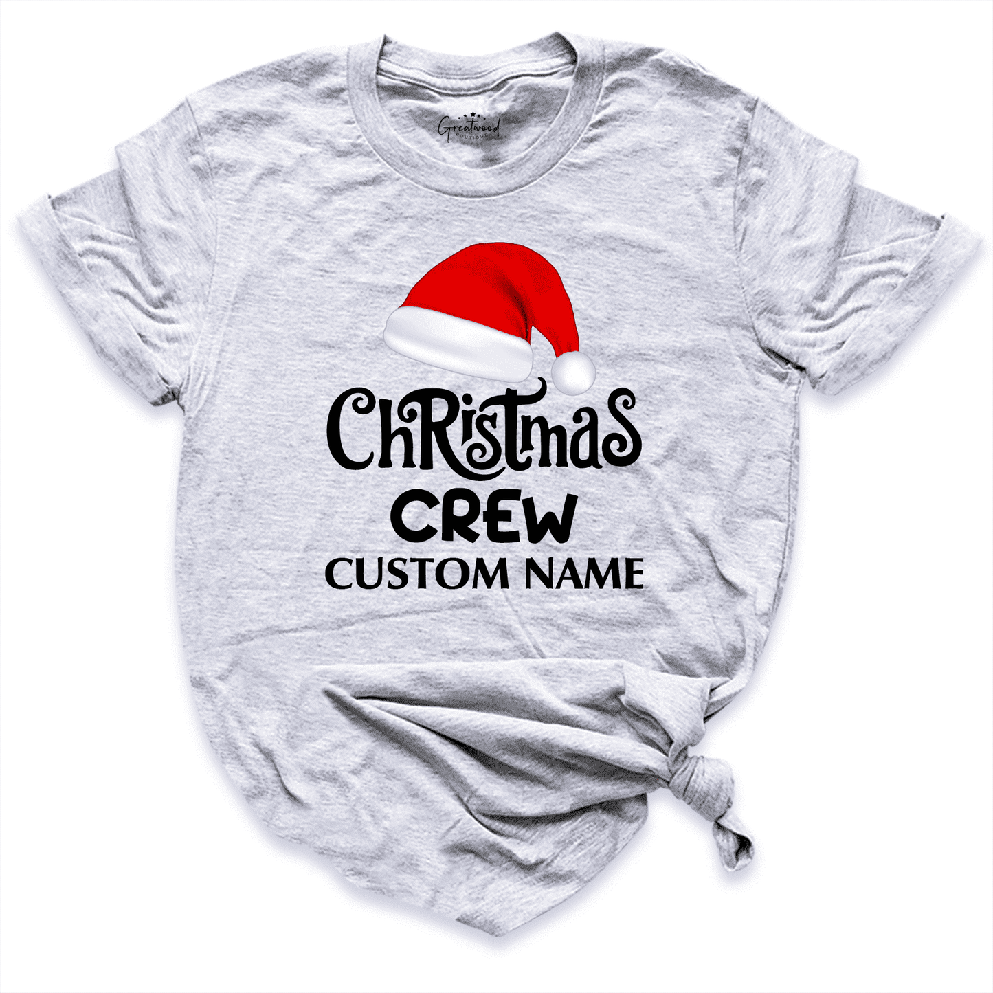 Custom Name Christmas Crew Shirt Grey - Greatwood Boutique