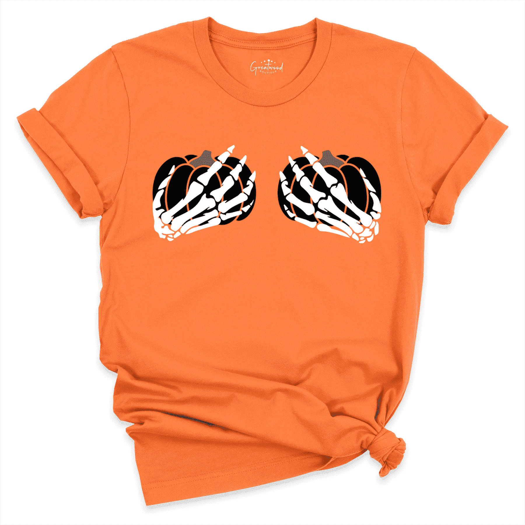 Skeleton Hand Bra Shirt Orange - Greatwood Boutique