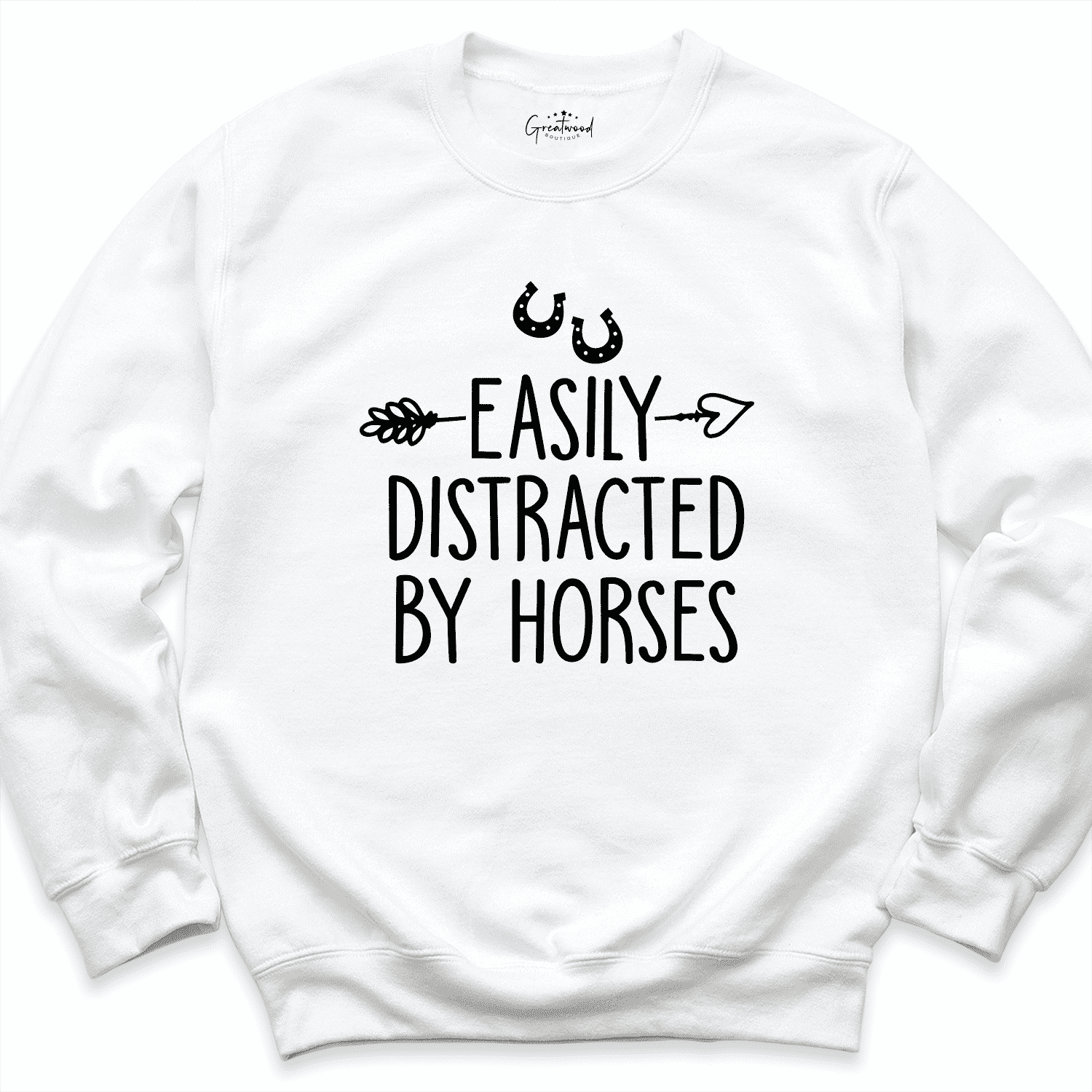 Easily Distracted By Horses Sweatshirt White - Greatwood Boutique