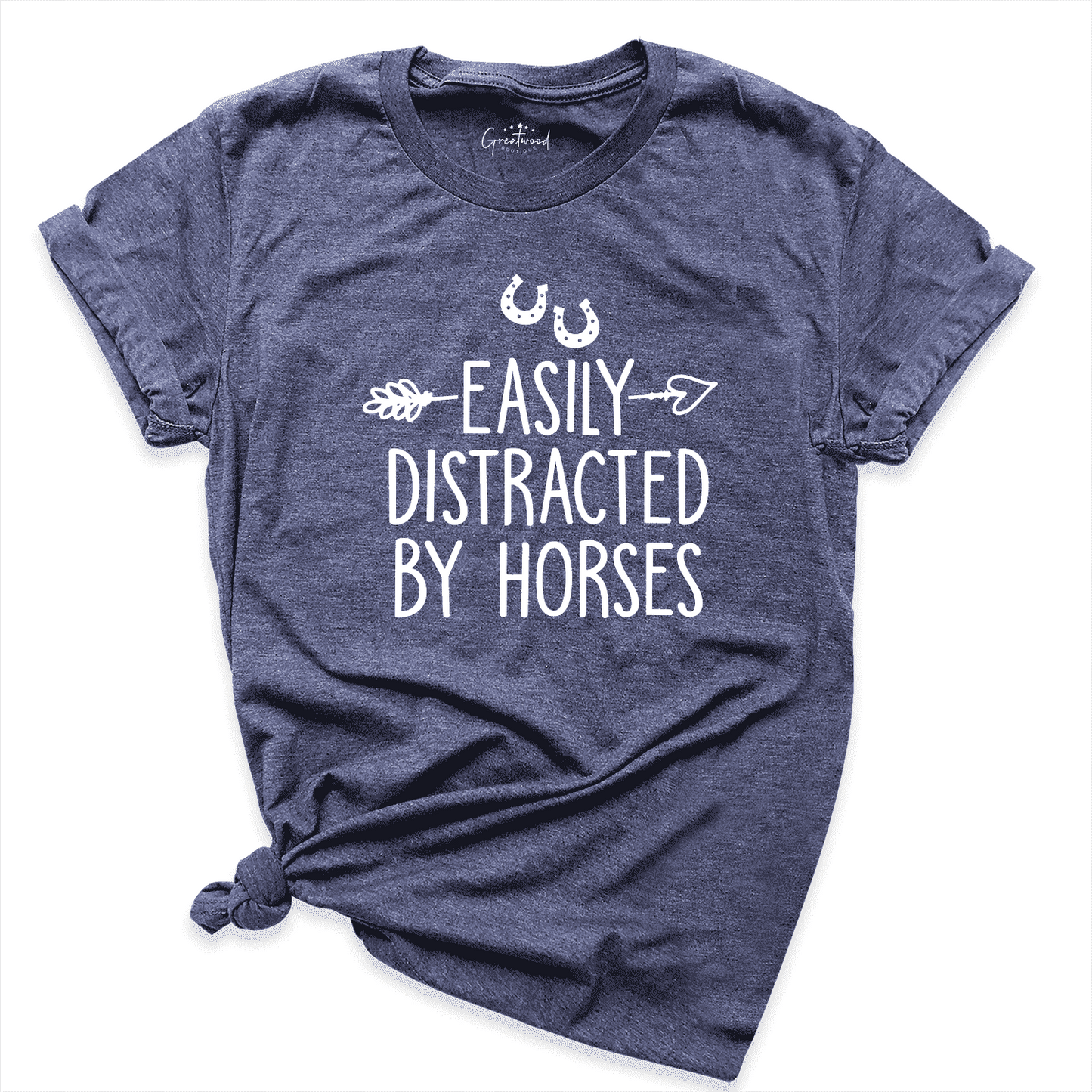Easily Distracted By Horses Shirt Navy - Greatwood Boutique
