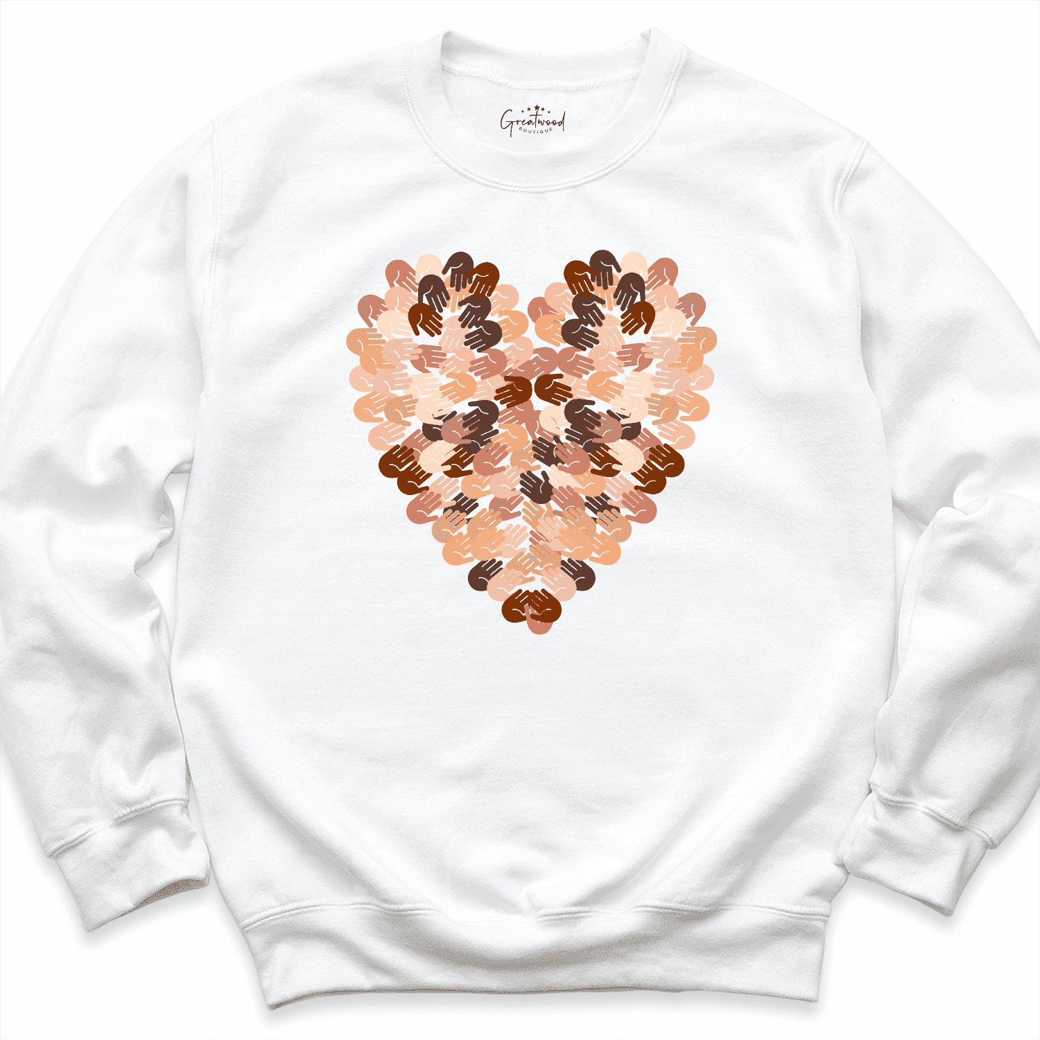 Heart With Hands Sweatshirt White - Greatwood Boutique