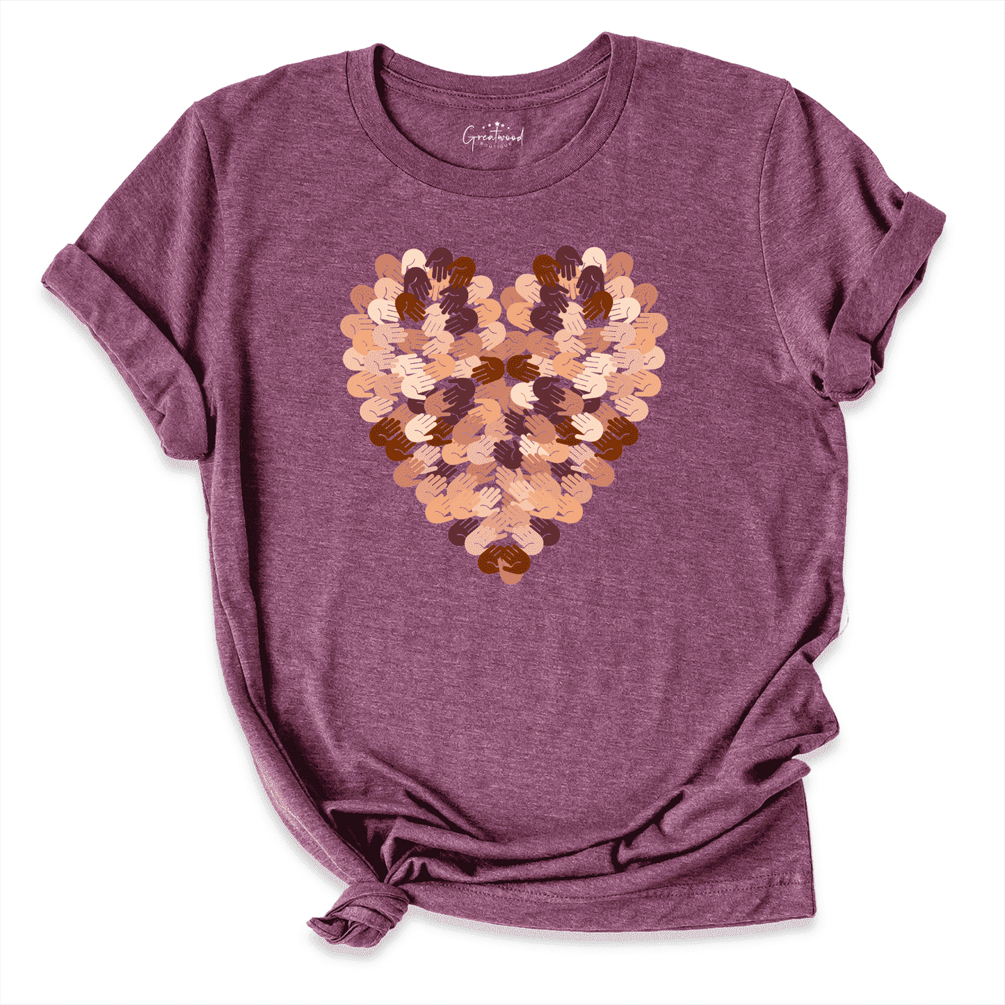 Heart With Hands Shirt Maroon - Greatwood Boutique