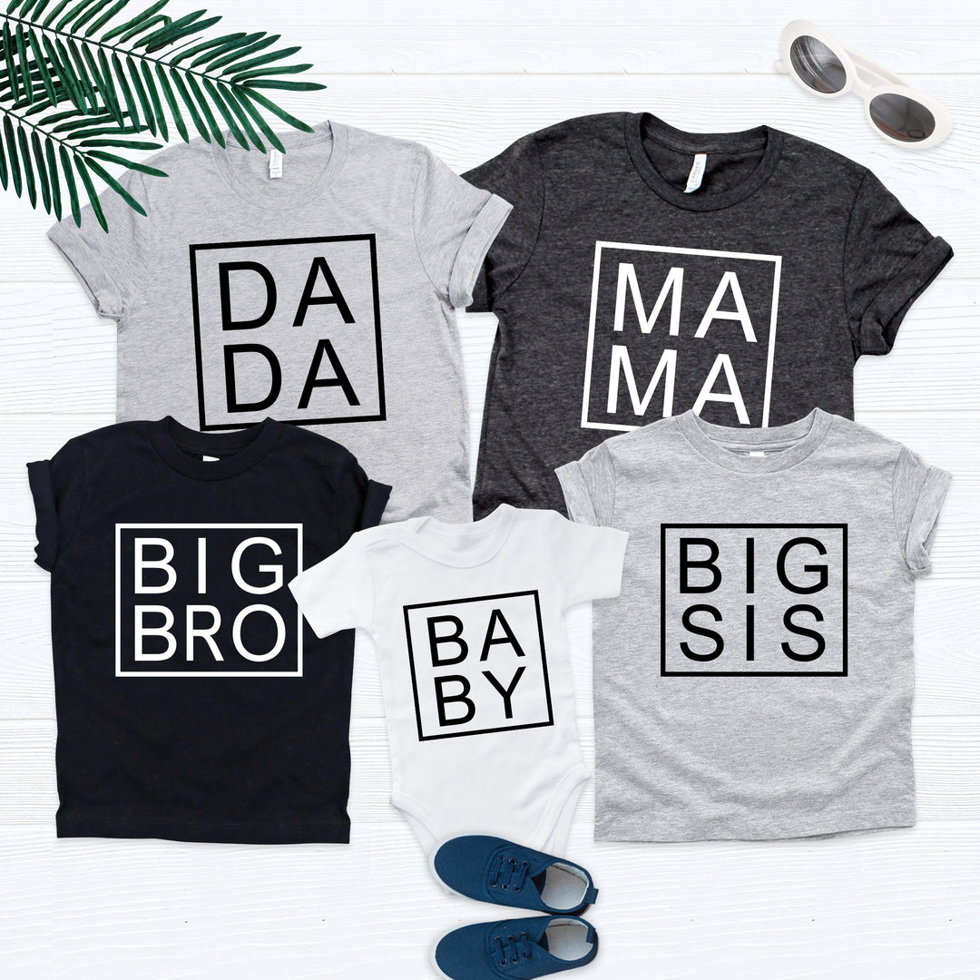 Dada Mama Big Bro Sister Baby Shirts